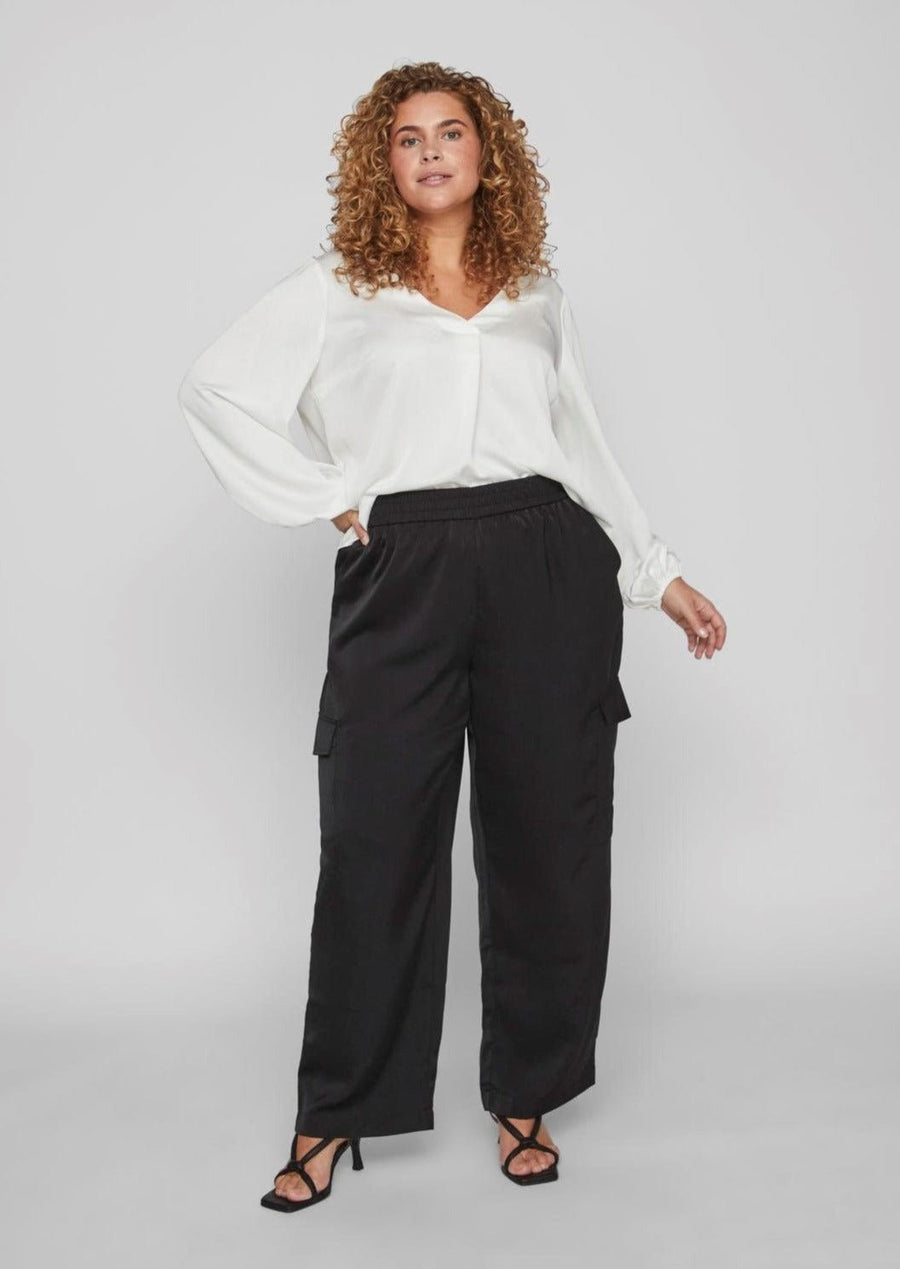 14092964Schwarze Satin Cargohose Vielma - Wildflowers46Schwarz