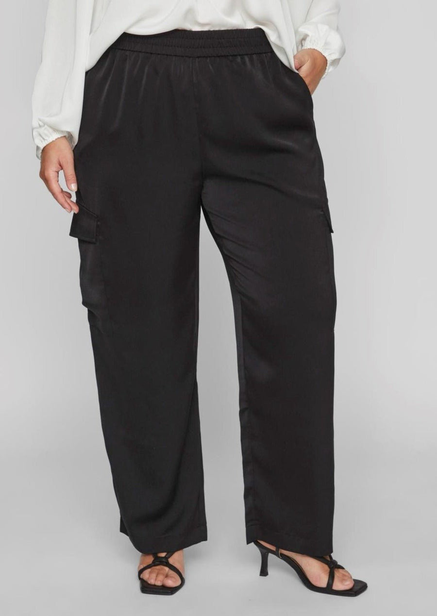 14092964Schwarze Satin Cargohose Vielma - Wildflowers46Schwarz