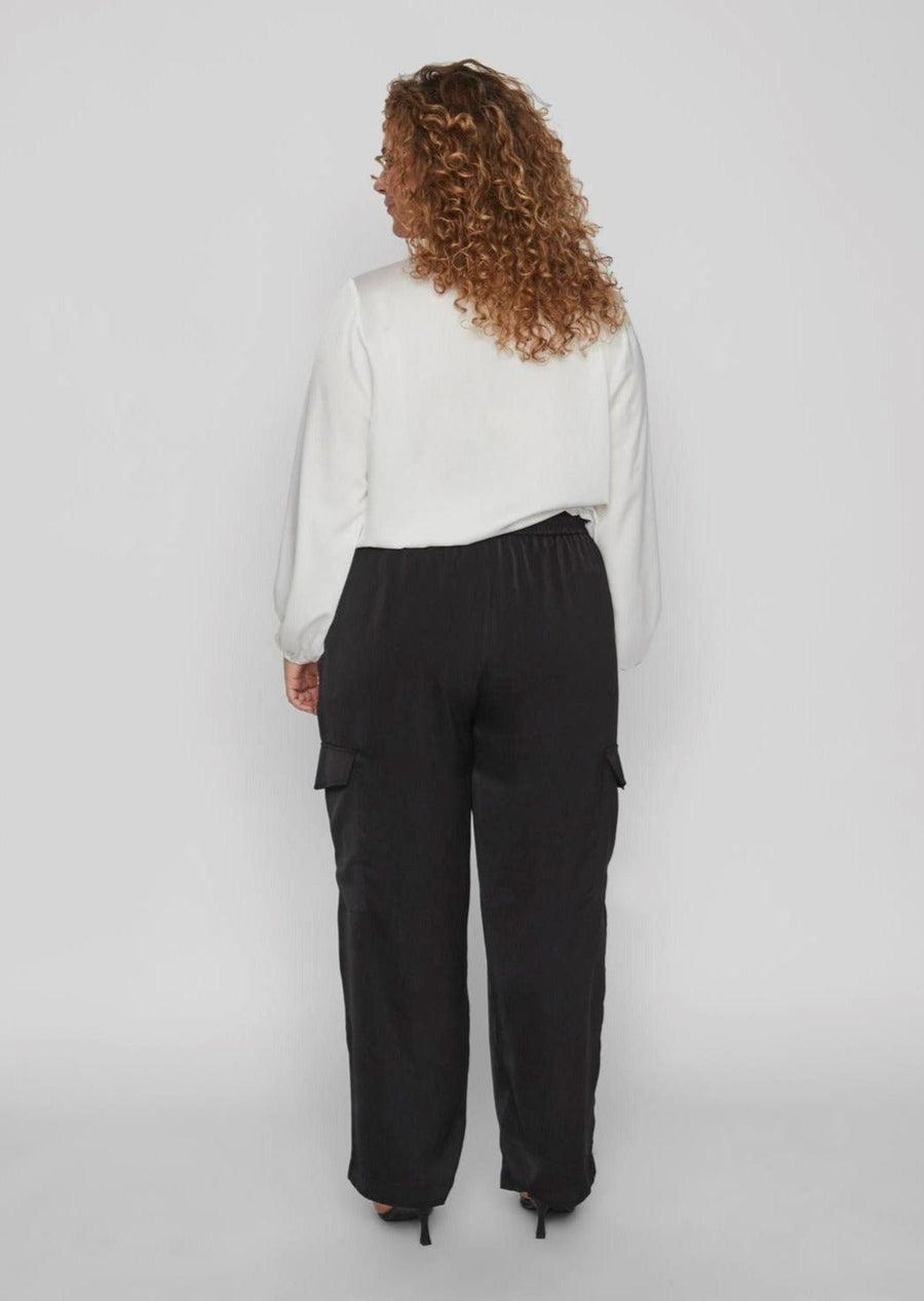 14092964Schwarze Satin Cargohose Vielma - Wildflowers46Schwarz