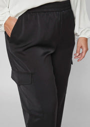 14092964Schwarze Satin Cargohose Vielma - Wildflowers46Schwarz