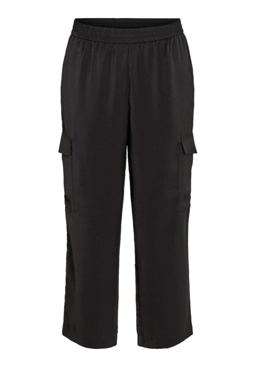 14092964Schwarze Satin Cargohose Vielma - Wildflowers46Schwarz