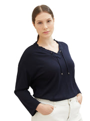 1038829Shirt mit Kordelzug Dunkelblau Tom Tailor - Wildflowers44Dunkelblau