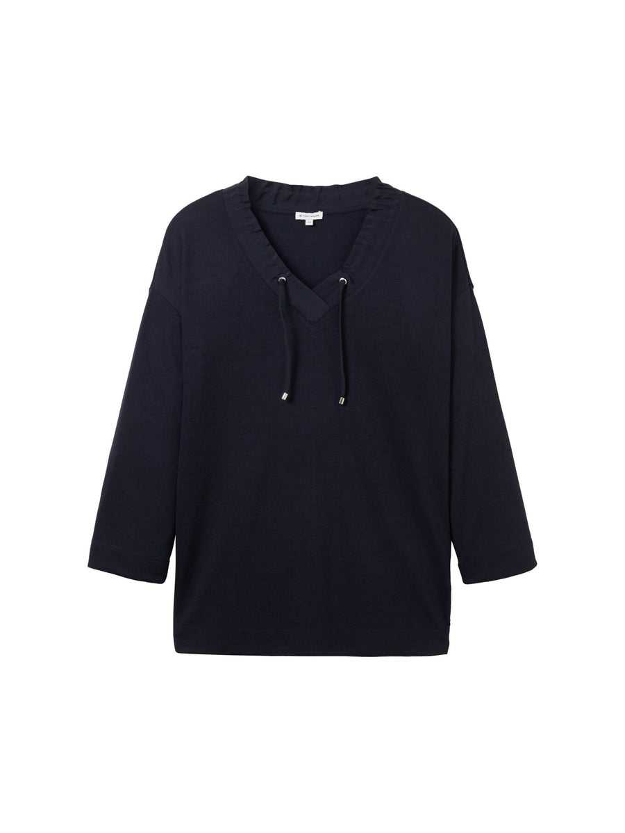 1038829Shirt mit Kordelzug Dunkelblau Tom Tailor - Wildflowers44Dunkelblau
