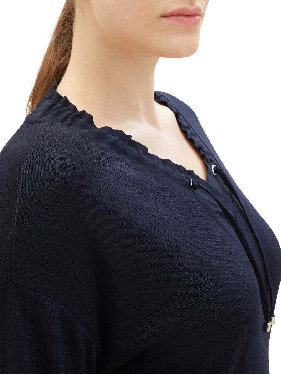 1038829Shirt mit Kordelzug Dunkelblau Tom Tailor - Wildflowers44Dunkelblau