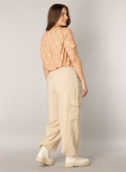 A004395Shirt mit orangem Muster Yesta Harvin - Wildflowers46Creme/orange