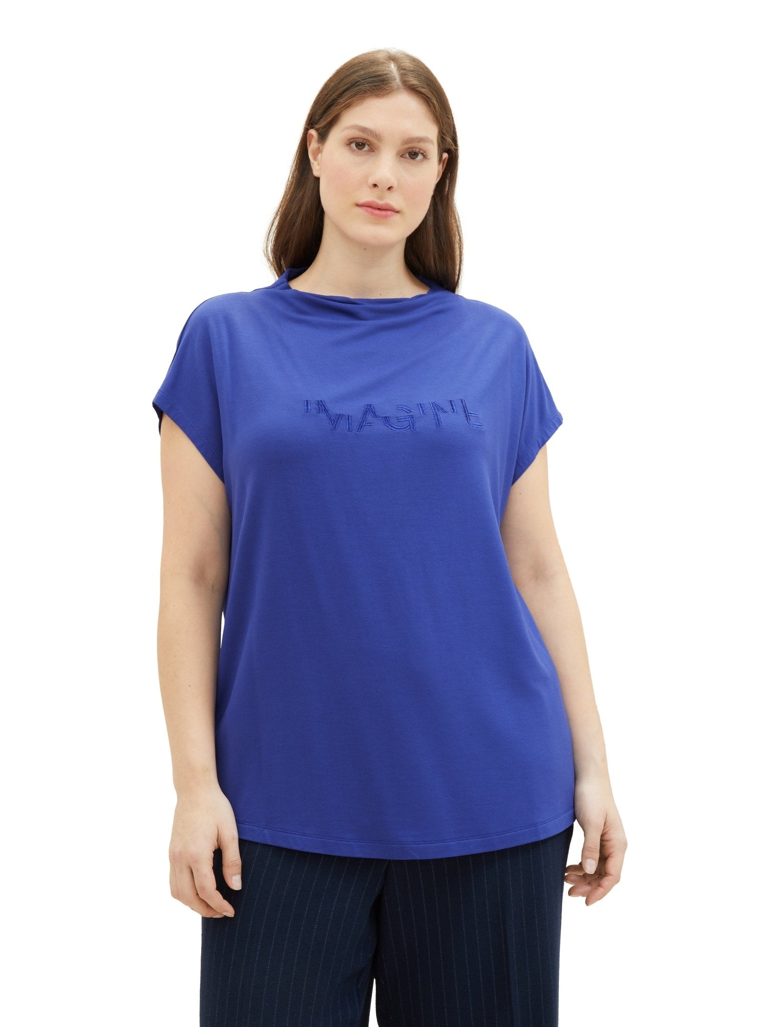 1040059T-Shirt mit Stehkragen Imagine blau - Wildflowers44Blau