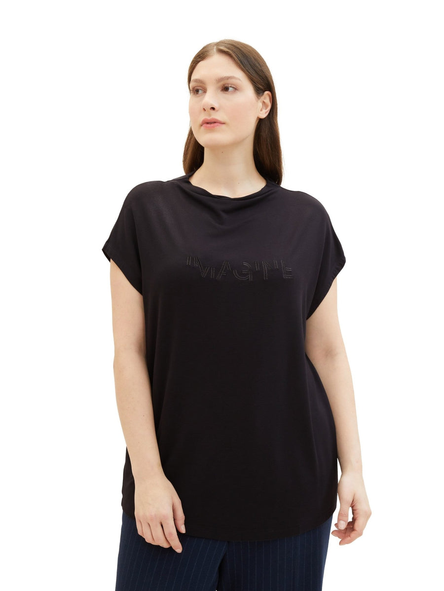 1040059T-Shirt mit Stehkragen Imagine schwarz - Wildflowers44Schwarz