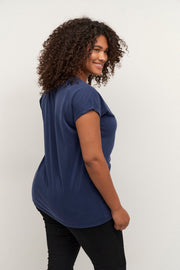 10580080T-Shirt mit V-Ausschnitt Lina Dunkelblau - WildflowersS (42/44)