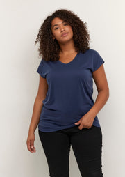 10580080T-Shirt mit V-Ausschnitt Lina Dunkelblau - WildflowersS (42/44)