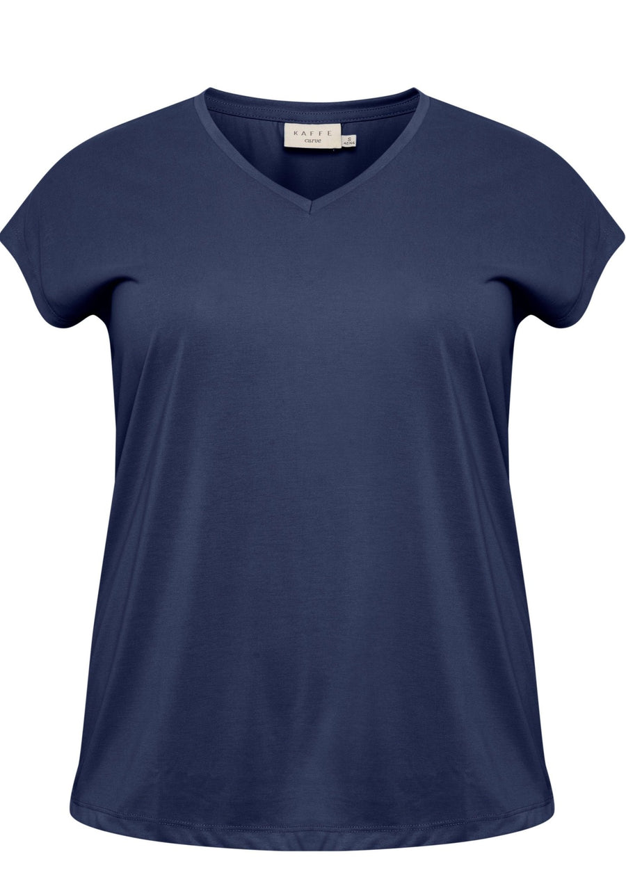 10580080T-Shirt mit V-Ausschnitt Lina Dunkelblau - WildflowersS (42/44)