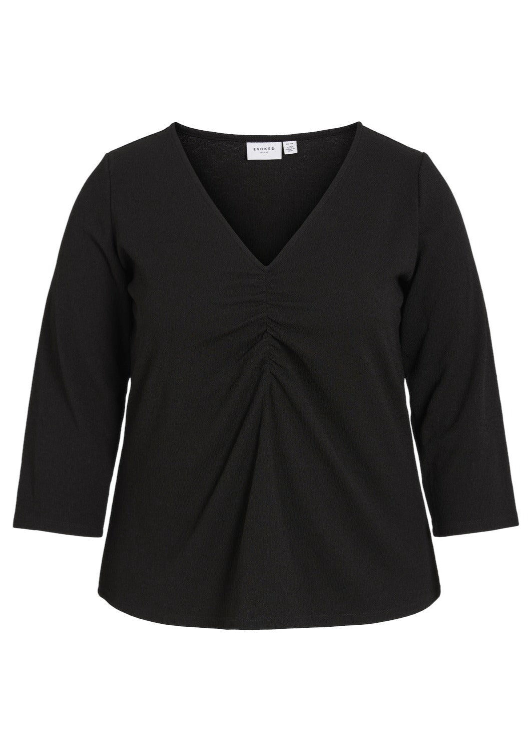 14092933V-Neck Top mit 3/4 Ärmeln Vimikan Schwarz - Wildflowers46Schwarz
