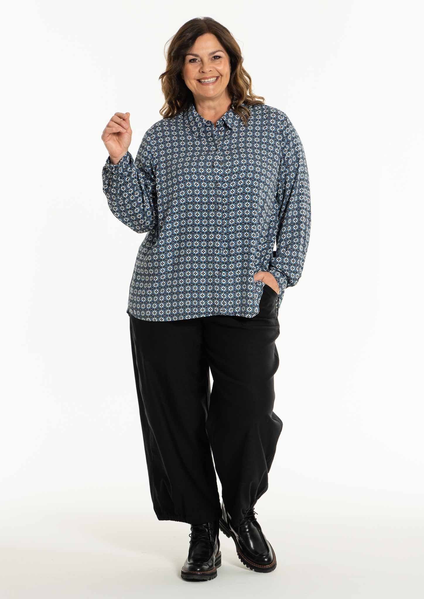 Viskose Bluse mit geometrischem Muster Gkarina - WildflowersS (42/44)Blau