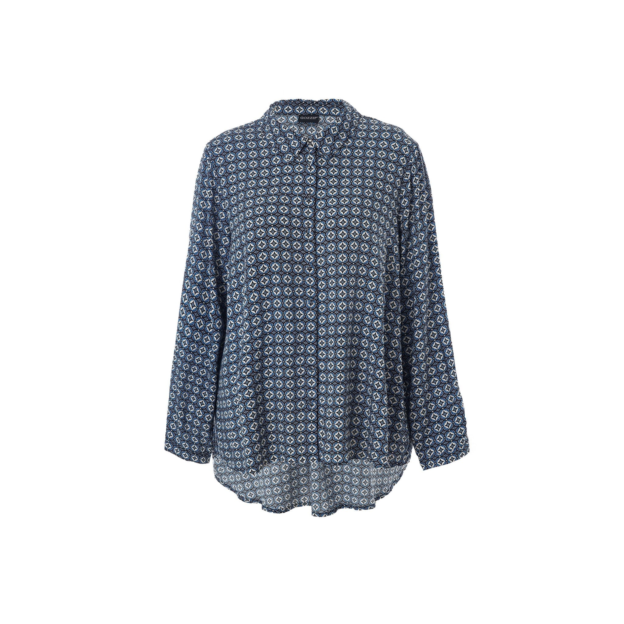 Viskose Bluse mit geometrischem Muster Gkarina - WildflowersS (42/44)Blau